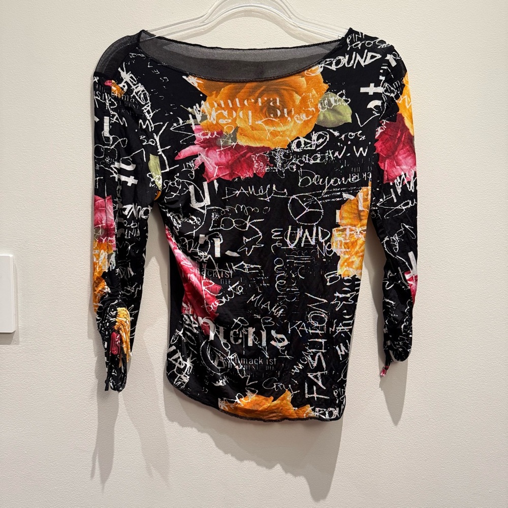 Floral Graphic Women's Long Sleeve Top Vintage